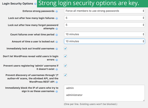 Wordfence login security options