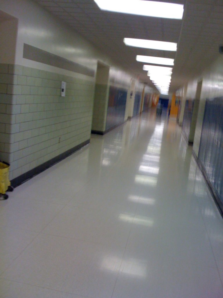 Hallway in the high school.
